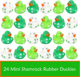 4E's Novelty 24 Pcs St. Patrick's Day Rubber Ducks – Shamrock Duckies Bulk Party Favors for Kids