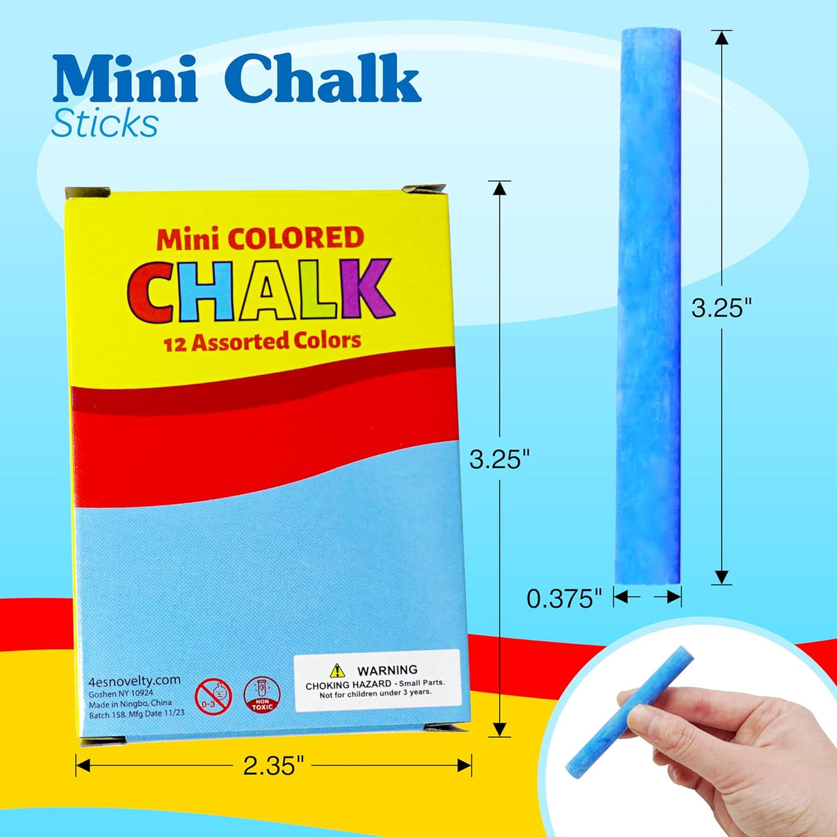 Mini Chalk Set - Sidewalk Chalks for Kids, Crayola Chalks Party Favors - 12 pcs per pack