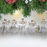 4E's Novelty Glass Angel Ornaments for Christmas Tree (Set of 24) - 2.5" Mini Angels Decor, Clear Spun Glass Angel Ornaments for Holiday Season