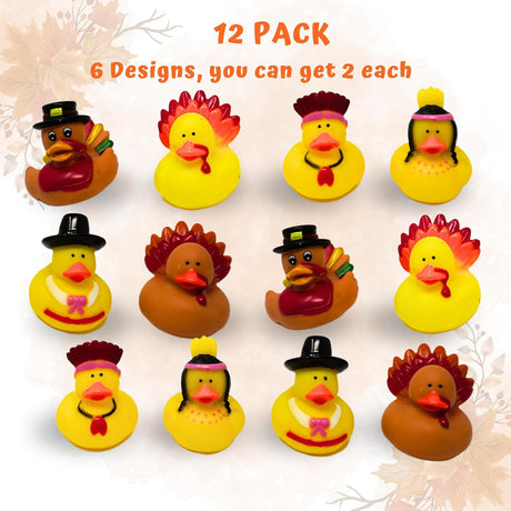 Thanksgiving Rubber Duckies in Bulk (12 Pack) – Turkey & Pilgrim Thanksgiving Rubber Ducks