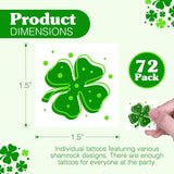 4E's Novelty 72-Pack Shamrock Tattoos – St. Patrick's Day Party Favors for Kids, Pre-Cut Designs