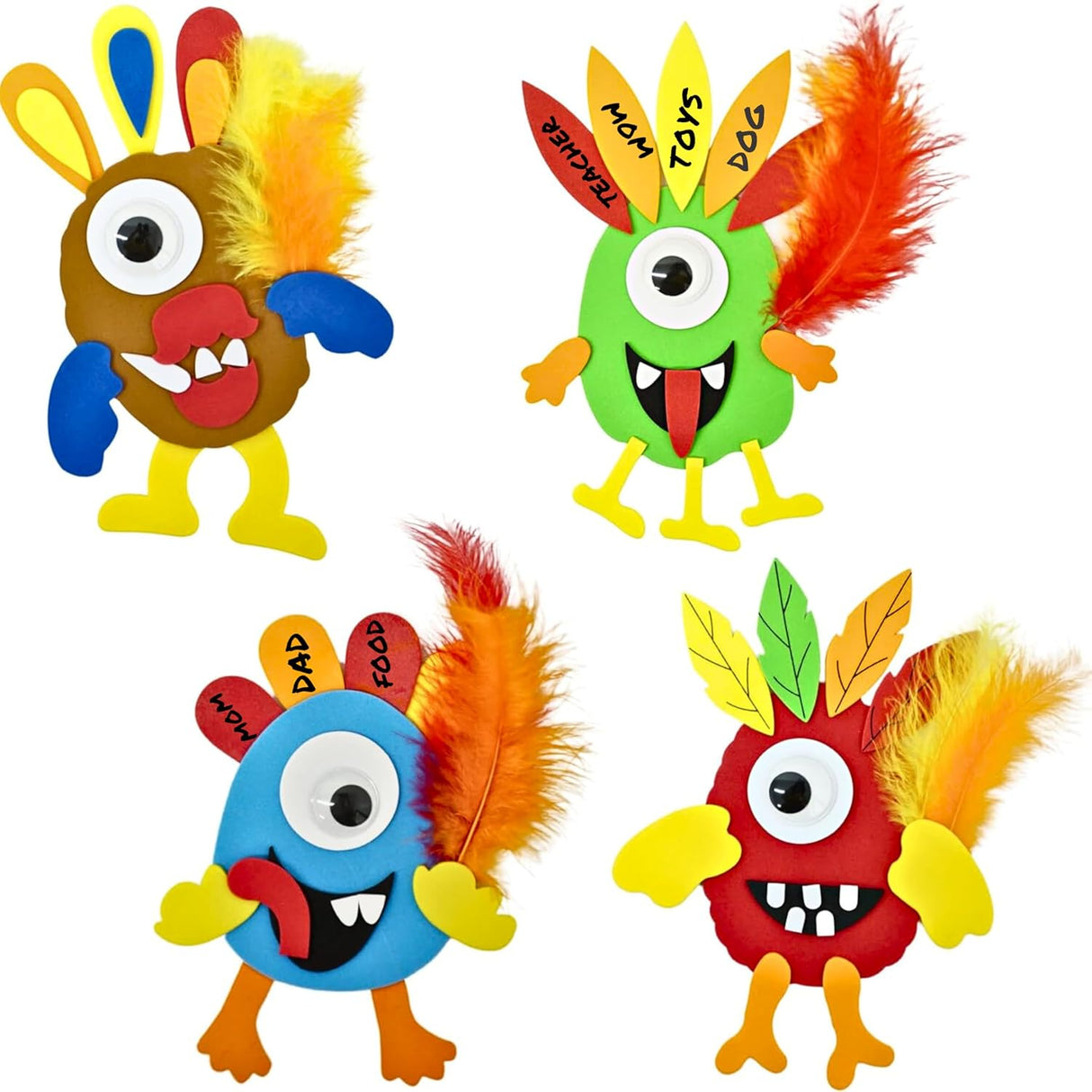 12 Pack Bulk Thanksgiving Monster Turkey Crafts for Kids