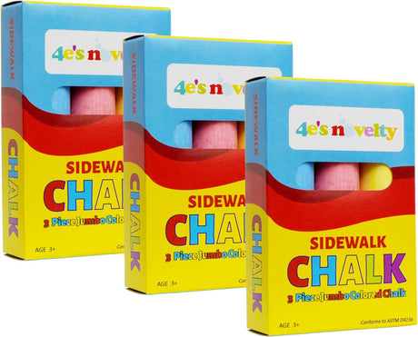 Jumbo Chalk for Kids, 3 pcs per pack , Non-Toxic Sidewalk Chalk Bulk Pack, Ideal for Toddlers 1-3