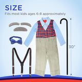 4E's Novelty Grandpa Costume – 6-Pc Old Man Outfit with Cane for Kids (Medium)