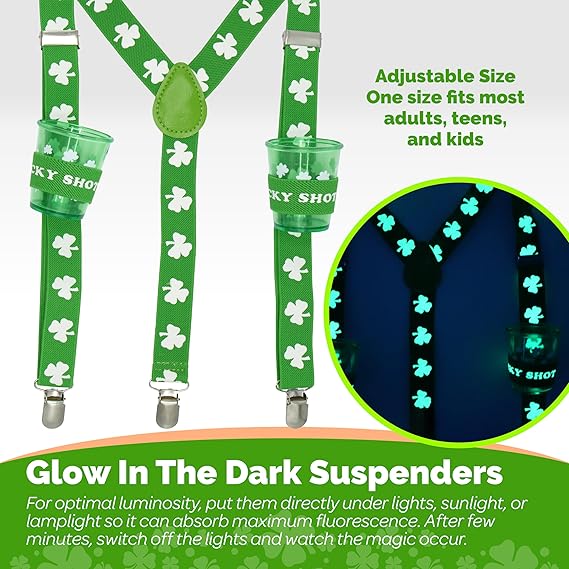 4E's Novelty St. Patrick's Day Glow Accessories Set – Fun Leprechaun Costume for Men & Women