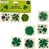 4E's Novelty 72-Pack Shamrock Tattoos – St. Patrick's Day Party Favors for Kids, Pre-Cut Designs