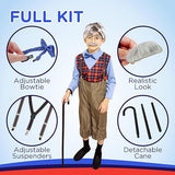 4E's Novelty Grandpa Costume – 6-Pc Old Man Outfit with Cane for Kids (Medium)