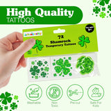 4E's Novelty 72-Pack Shamrock Tattoos – St. Patrick's Day Party Favors for Kids, Pre-Cut Designs