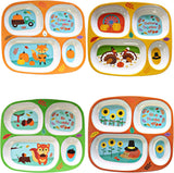 Set of 4 Fall Thanksgiving Melamine Dinnerware Sets for Kids - BPA-Free, Reusable, Dishwasher Safe