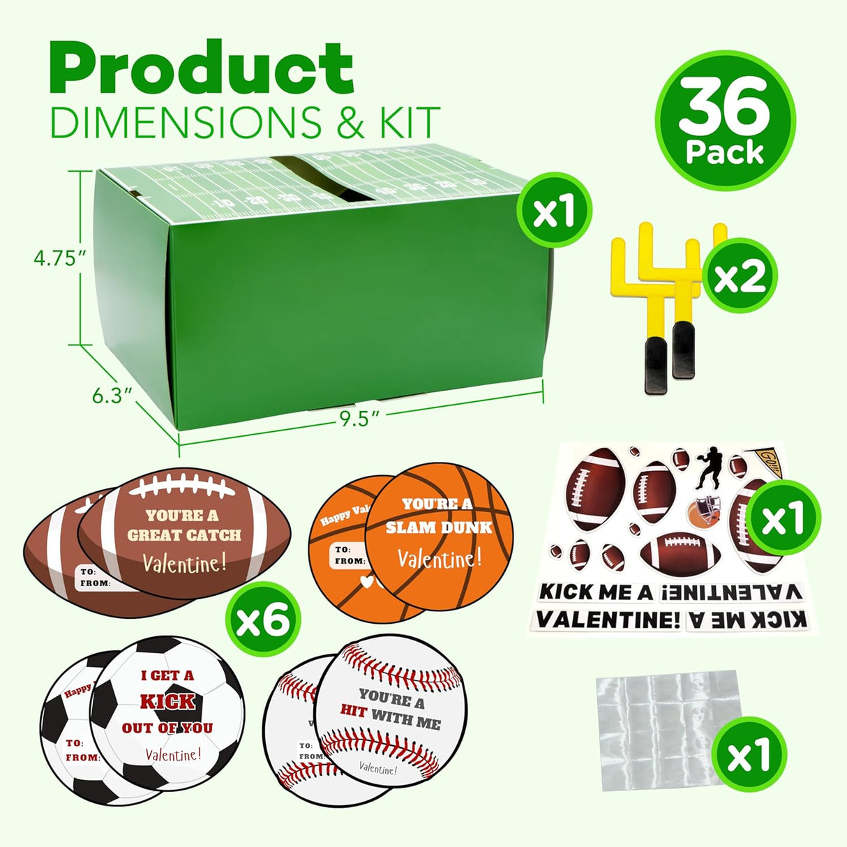 4E's Novelty DIY Football Valentine Mailbox Kit – 36 Cards for Kids' School Party Craft