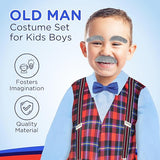 4E's Novelty Grandpa Costume – 6-Pc Old Man Outfit with Cane for Kids (Medium)