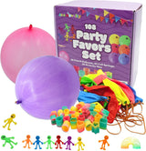 4E’s Novelty 108 Pcs Party Favors for Kids 8-12 – Punch Balloons, Coil Springs, Stretchy Men, Bulk Set