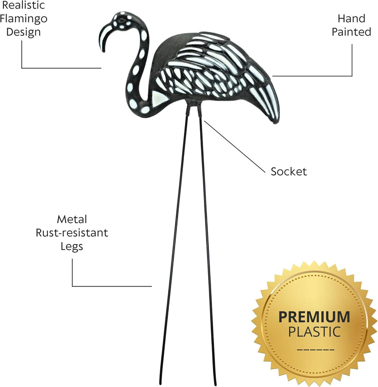 4E’s Novelty Skeleton Flamingo Yard Ornaments Set of 2 - Large Zombie Halloween Yard Flamingos - Black & White Yard Flamingos Outdoor Lawn Decor