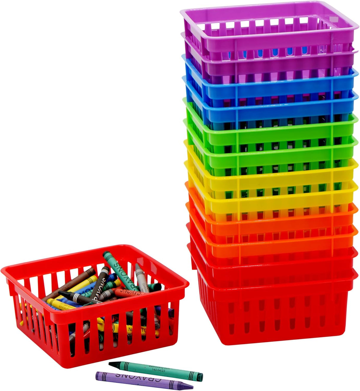 Square Classroom Baskets for Classroom Storage - Crayon Organizer, Small Bins, Plastic Crayon Box, Crayon Storage, Pencil Tray