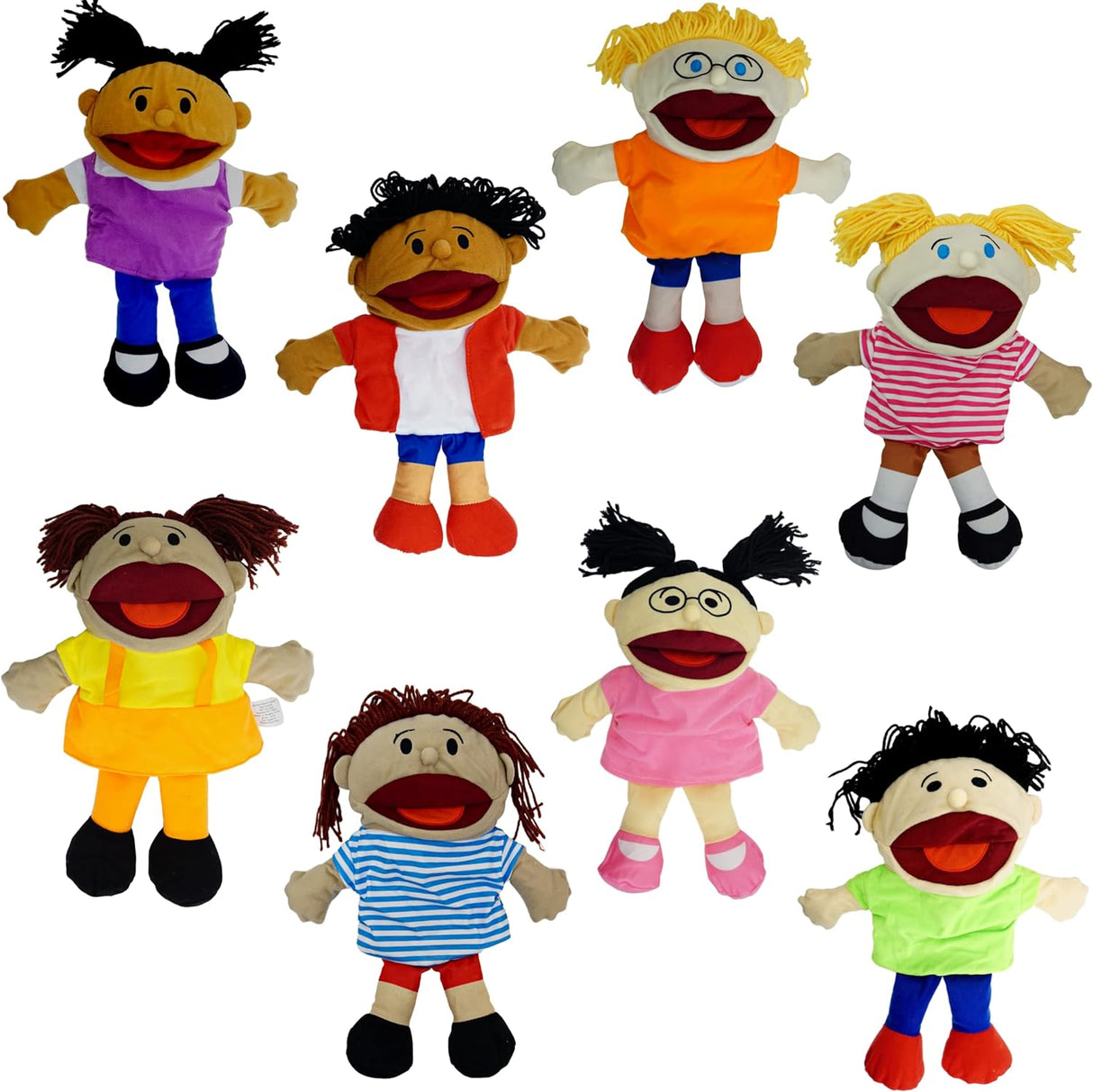 Multicultural Hand Puppets for Toddlers 1-3 and Kids 4-8, Puppet Theater Show for Imaginative Play