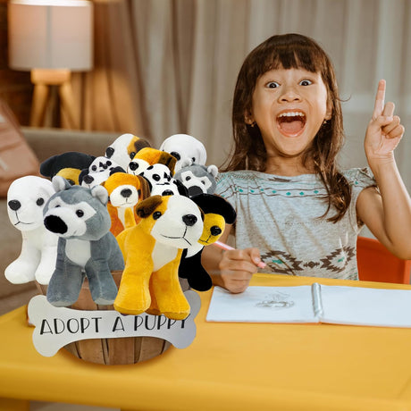 4E's Novelty 12-Pack Assorted 5'' Plush Dog Party Favors – Perfect for Dog-Themed Celebrations