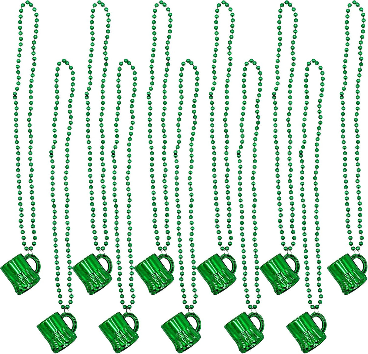 4E's Novelty St. Patrick's Day Beads Necklace with Shot Glasses – 12 Pack, Irish Party Favors