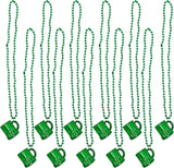 4E's Novelty St. Patrick's Day Beads Necklace with Shot Glasses – 12 Pack, Irish Party Favors