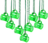 4E's Novelty St. Patrick’s Day Beads Necklace With Shot Glasses Beer Mug - Pack of 12, Shamrock Party Favors & Costume Accessories