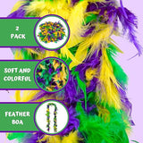 4E's Novelty 2-Pack Mardi Gras Feather Boas – 6 Ft Long Costume Accessories