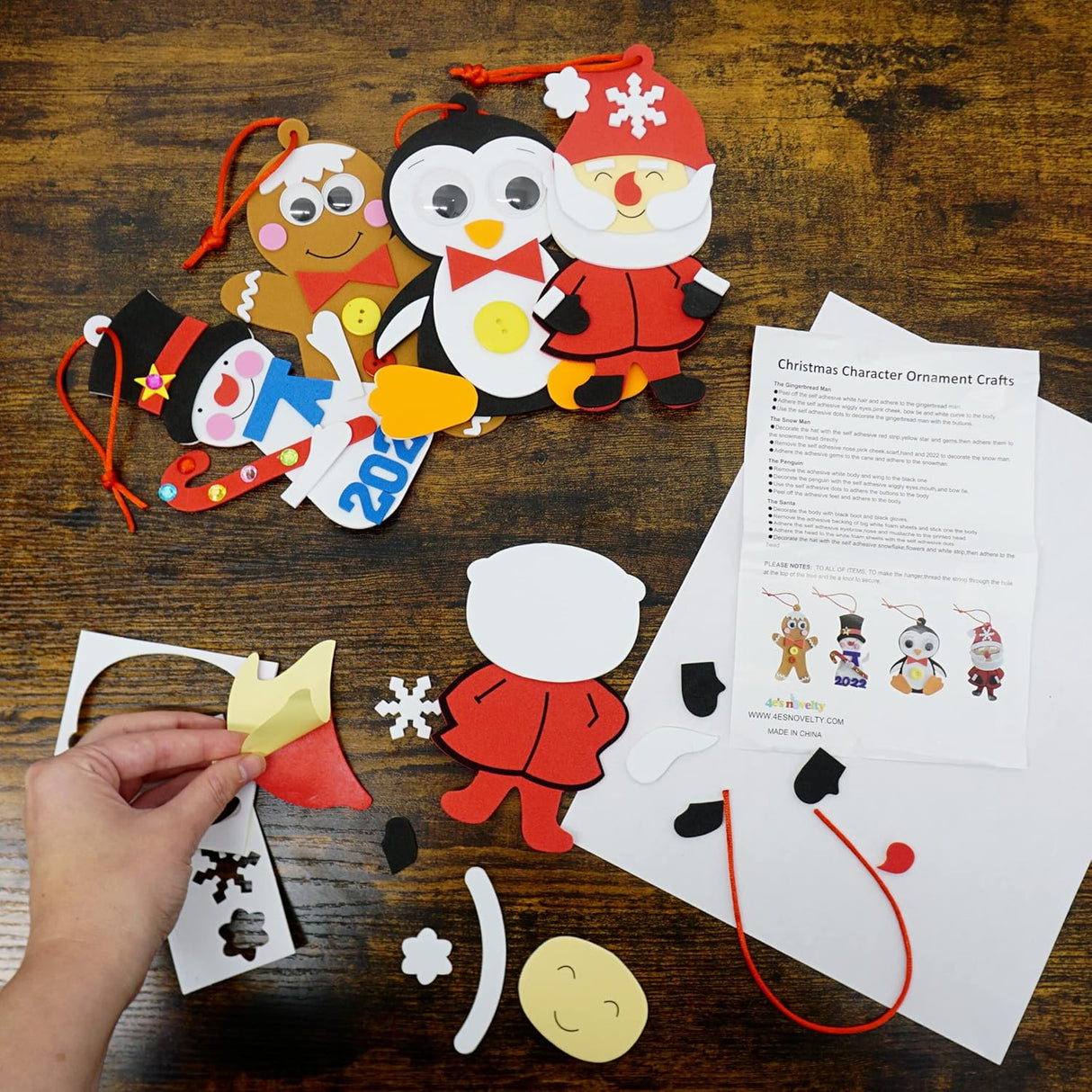 4E's Novelty 12 Pack Foam Christmas Character Ornament Crafts for Kids - DIY Christmas Arts & Ornament Crafts for 3-12 Kids, Holiday Crafts for Kids