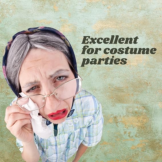 4E's Novelty Old Lady Costume – 5-Pc Grandma Dress-Up Set for Girls’ 100th Day of School