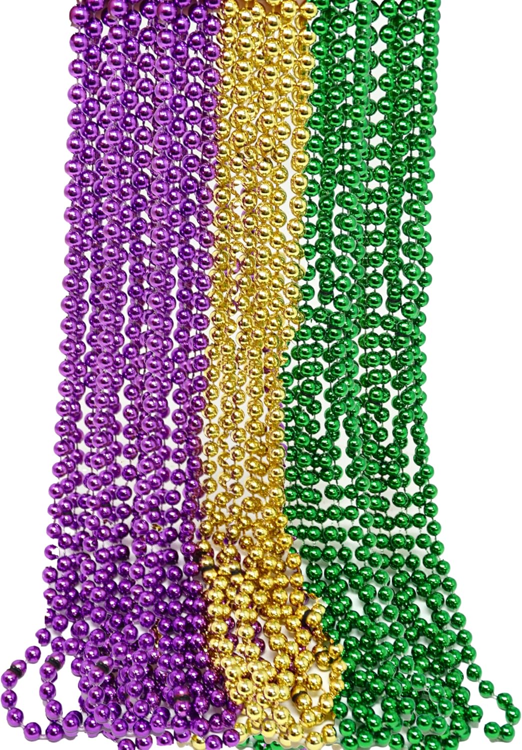 4E's Novelty 24-Pack Purple, Green & Gold Bead Necklaces Mardi Gras Party Supplies