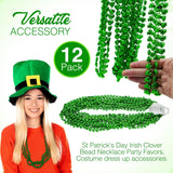 4E's Novelty St. Patrick's Day Beads – 12-Pack Shamrock Clover Green Necklaces for Party Favors