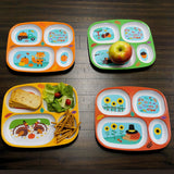 Set of 4 Fall Thanksgiving Melamine Dinnerware Sets for Kids - BPA-Free, Reusable, Dishwasher Safe