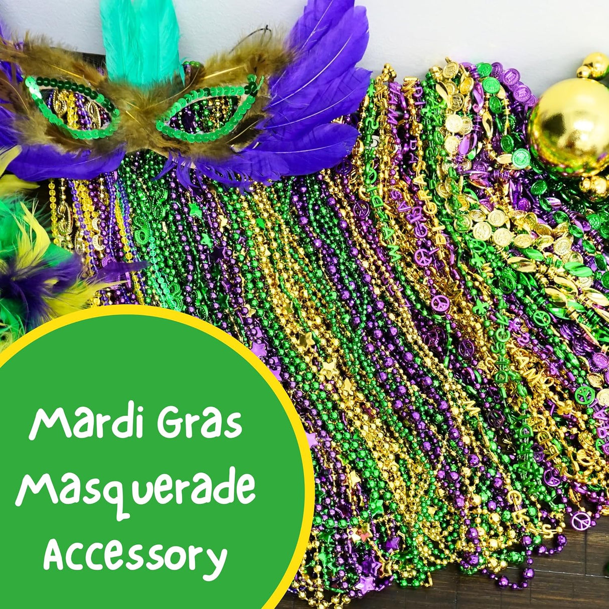 4E's Novelty Mardi Gras Beads Bulk – 500 Metallic Assorted Necklaces