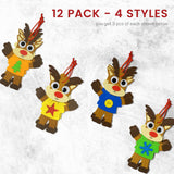 4E's Novelty 12 Pack Reindeer Foam Craft Kit - Easy DIY Reindeer Ornament Craft, Christmas Crafts for Kids 4-12, Individually Wrapped & Party Favors