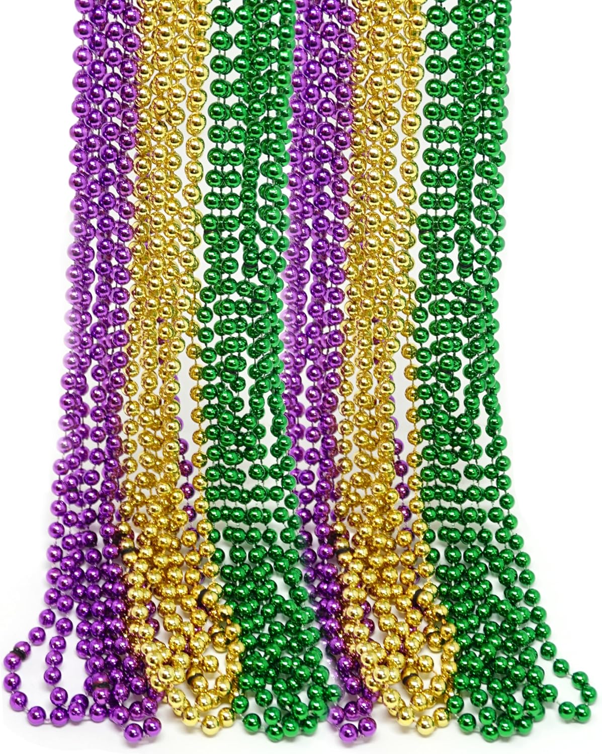 4E's Novelty 24-Pack Purple, Green & Gold Bead Necklaces Mardi Gras Party Supplies