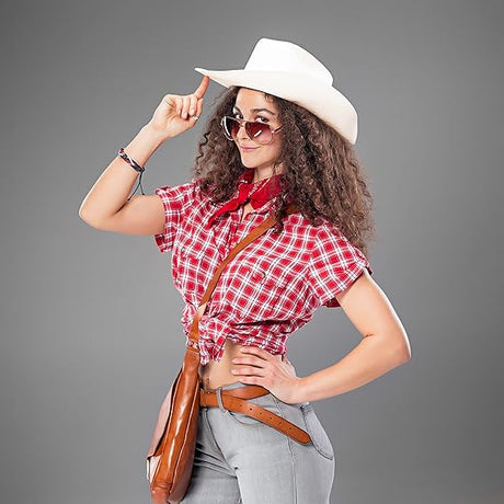 Cowboy Hat with Heart Glasses - Felt, Western Party Accessory