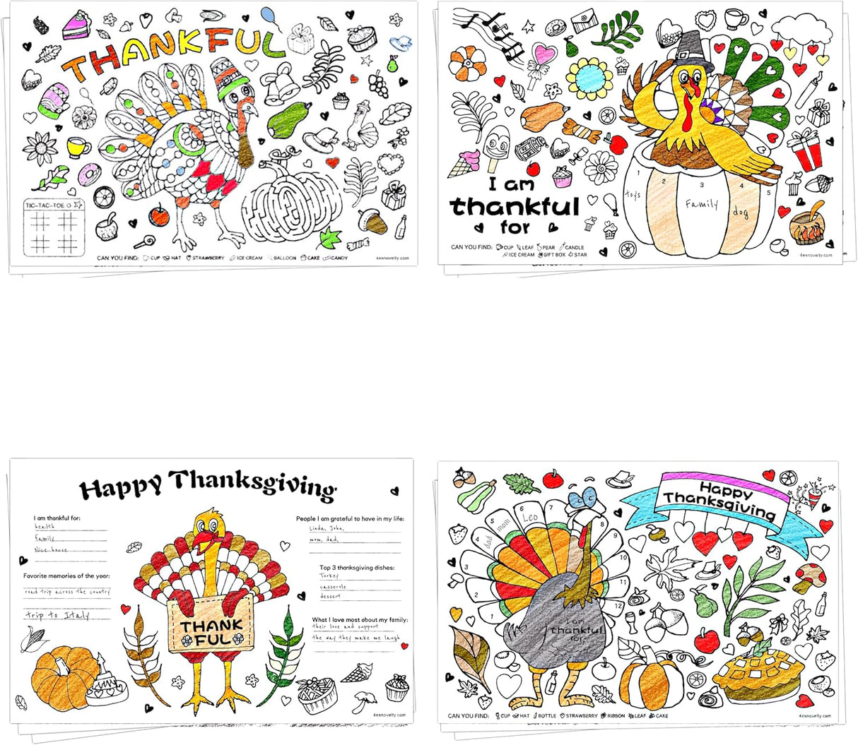 12 Pack Thanksgiving 11x17 Disposable Paper Placemats