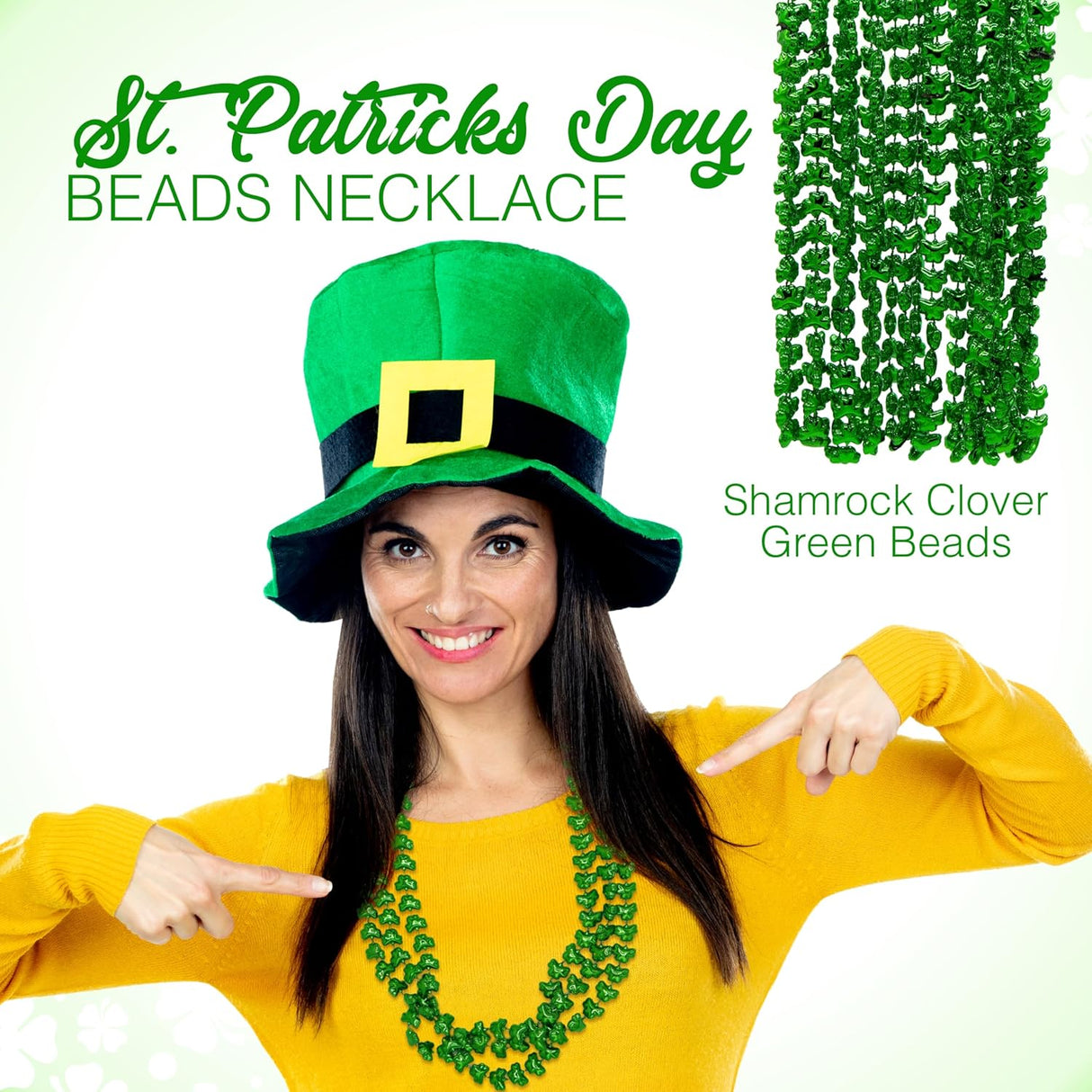 4E’s Novelty 72-Pack St. Patrick’s Day Beads Necklace – Shamrock Green Party Favors