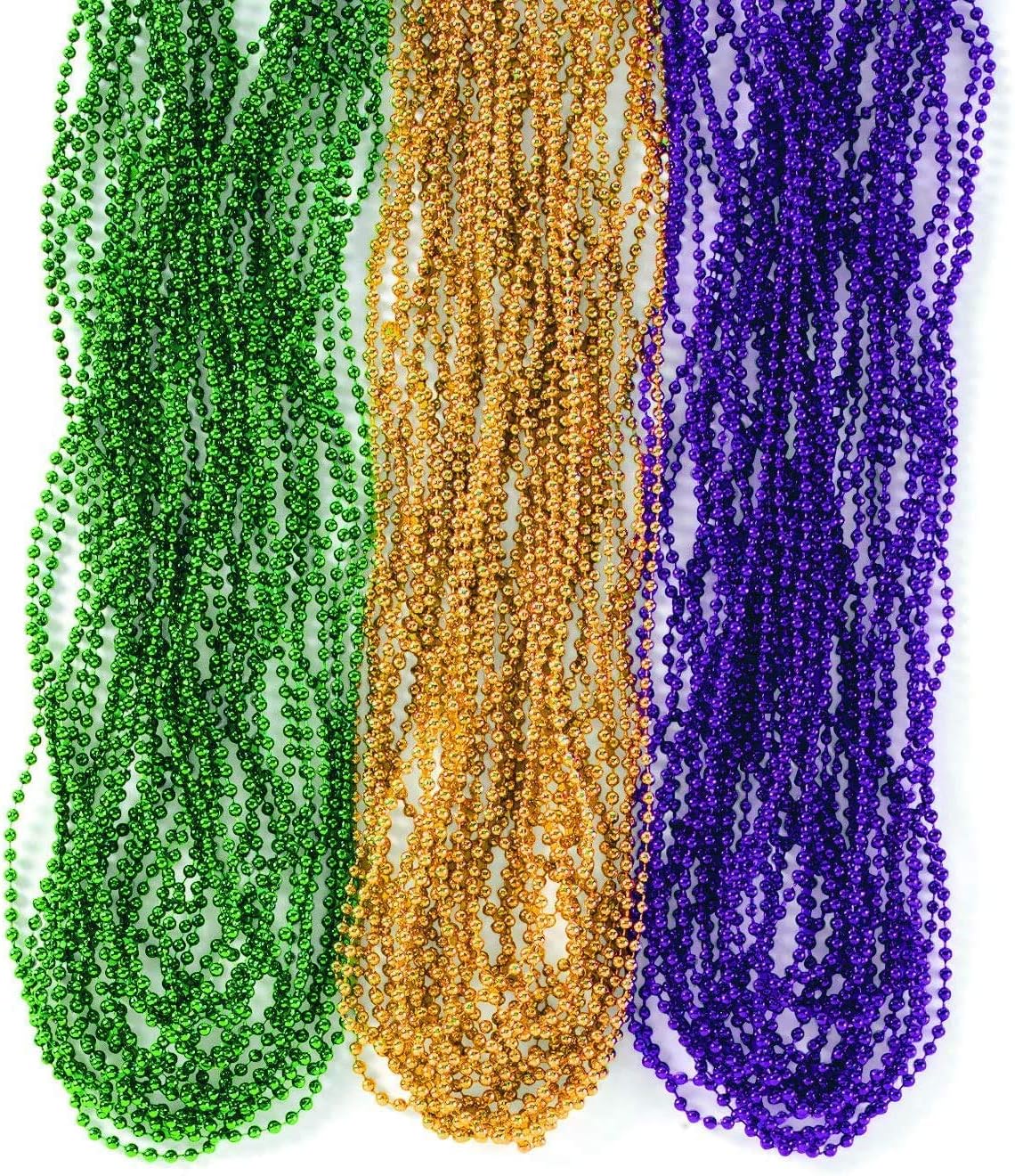 4E's Novelty 144-Pack Mardi Gras Bead Necklaces – 33" Long, 7mm Thick Party Favors