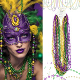 4E's Novelty 24-Pack Purple, Green & Gold Bead Necklaces Mardi Gras Party Supplies