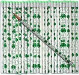 4E's Novelty St. Patrick's Day Pencils – 30-Pack Green & White Shamrock Pencils for Party Favors