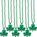 4E's Novelty St. Patrick's Day Beads Necklace Bulk (24 Pack) – Shamrock Green Beads for Irish Party Favors