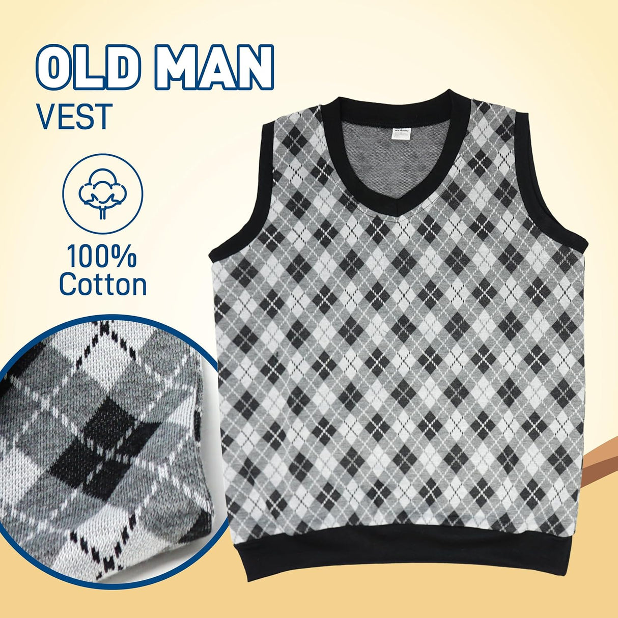 4E's Novelty Old Man Costume – Vest, Cane & 8-Pc Dress-Up Kit for Kids (Medium)