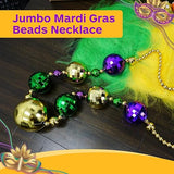 4E's Novelty Jumbo Mardi Gras Bead Necklace – Purple, Gold, Green Disco Ball Design