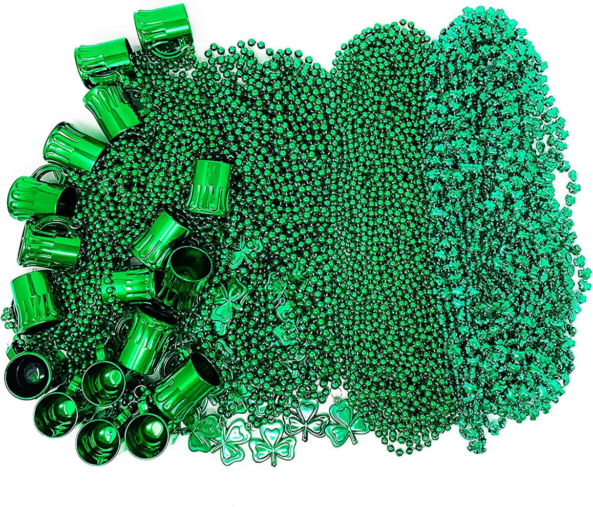 4E's Novelty St. Patrick’s Day Beads Necklace – 72 Pack Shamrock Party Accessories & Favors