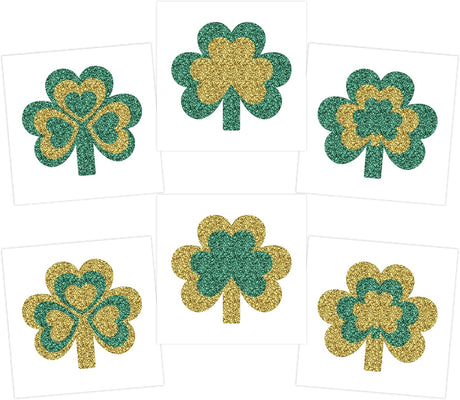 4E's Novelty Glitter Shamrock Tattoos – 24 Pack St. Patrick’s Day Party Accessories for Kids & Adults