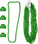 4E's Novelty St. Patrick's Day Beads – 12-Pack Shamrock Clover Green Necklaces for Party Favors