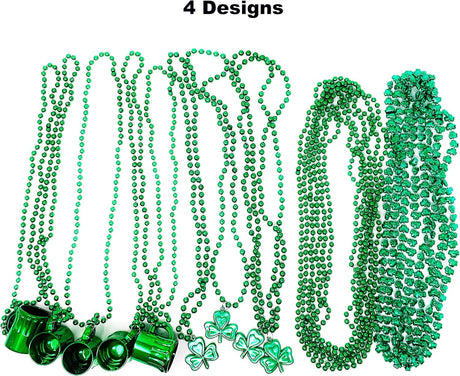 4E's Novelty St. Patrick’s Day Beads Necklace – 72 Pack Shamrock Party Accessories & Favors