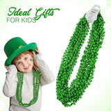 4E's Novelty St. Patrick's Day Beads – 12-Pack Shamrock Clover Green Necklaces for Party Favors