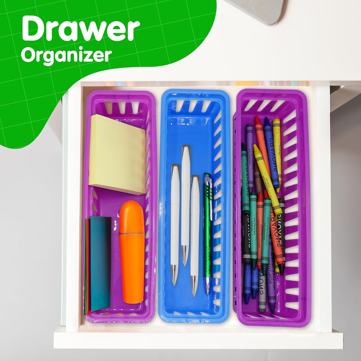 Pencil Baskets for Classroom Essential: 12 pcs per pack, Colored Pencils, Drawer Organizer, Plastic Storage Bins, Teacher Desk and Classroom Must-Haves