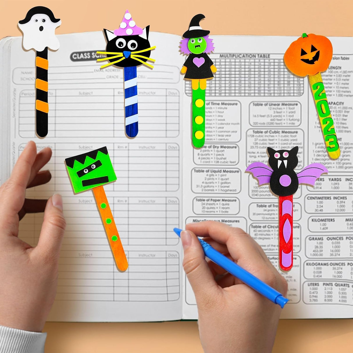 4E's Novelty Halloween Bookmark Craft for Kids 2024 - 12 Pack Kids Halloween Crafts Ages 4-8, 8-12, Perfect Halloween Activities for Kids Classroom