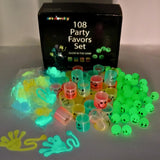 108 Pcs Glow in The Dark Toys - 36 Bouncy Balls, 36 Coil Spring, 36 Sticky Hands, Bulk Party Favor or Kids Goodie Bags Birthday Party Supplies Halloween Prizes for Kids Treasure Box Rewards