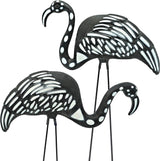 4E’s Novelty Skeleton Flamingo Yard Ornaments Set of 2 - Large Zombie Halloween Yard Flamingos - Black & White Yard Flamingos Outdoor Lawn Decor